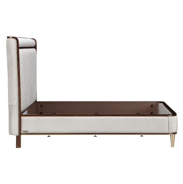 AICO Furniture Houston California King Channel Tufted Bed in Walnut