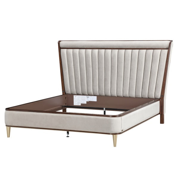 AICO Furniture Houston King Channel Tufted Bed in Walnut