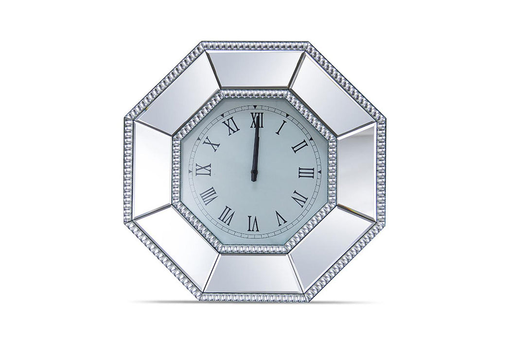 Montreal Octagonal Mirrored Wall Clock - BWO Furniture & Mattresses
