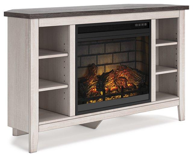 Dorrinson Corner TV Stand with Electric Fireplace - BWO Furniture & Mattresses