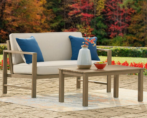 Fynnegan Outdoor Loveseat with Table (Set of 2) - BWO Furniture & Mattresses