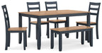 Gesthaven Dining Table with 4 Chairs and Bench (Set of 6) - BWO Furniture & Mattresses