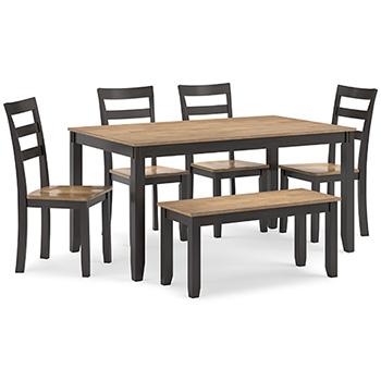 Gesthaven Dining Table with 4 Chairs and Bench (Set of 6) - BWO Furniture & Mattresses