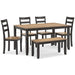 Gesthaven Dining Table with 4 Chairs and Bench (Set of 6) - BWO Furniture & Mattresses