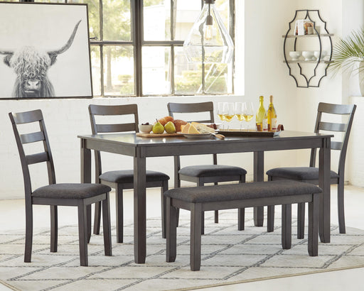 Bridson Dining Table and Chairs with Bench (Set of 6) - BWO Furniture & Mattresses