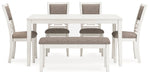 Erinberg Dining Table and 4 Chairs and Bench (Set of 6) - BWO Furniture & Mattresses