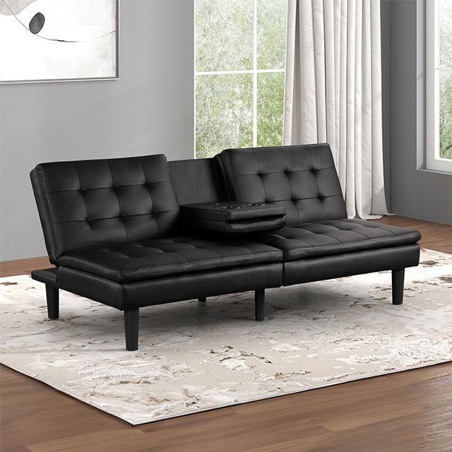 Eidsberg Futon Sofa Bed Orange, Grey, Brown, & Black