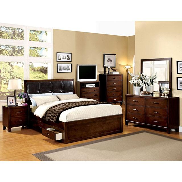 Enrico Full Queen Bed Brown, Black, & Cherry - BWO Furniture & Mattresses