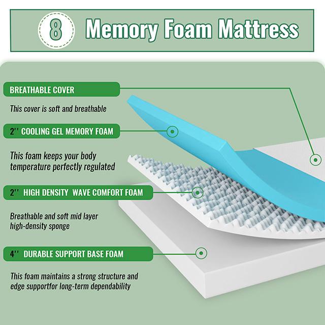 Coreopsis 8" Queen Memory Foam Wave Comfort - BWO Furniture & Mattresses