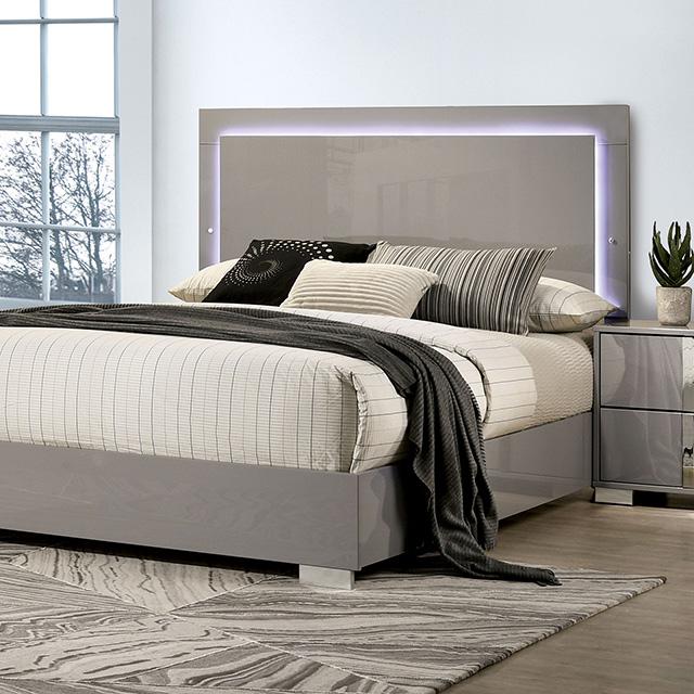 Sinistra E.King & Queen Bed White, Black & Beige - BWO Furniture & Mattresses