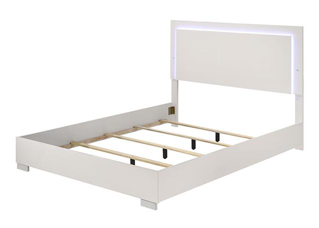 Sinistra E.King & Queen Bed White, Black & Beige