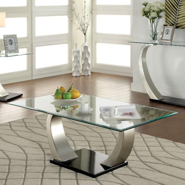 ROXO Satin Plated/Black Coffee Table