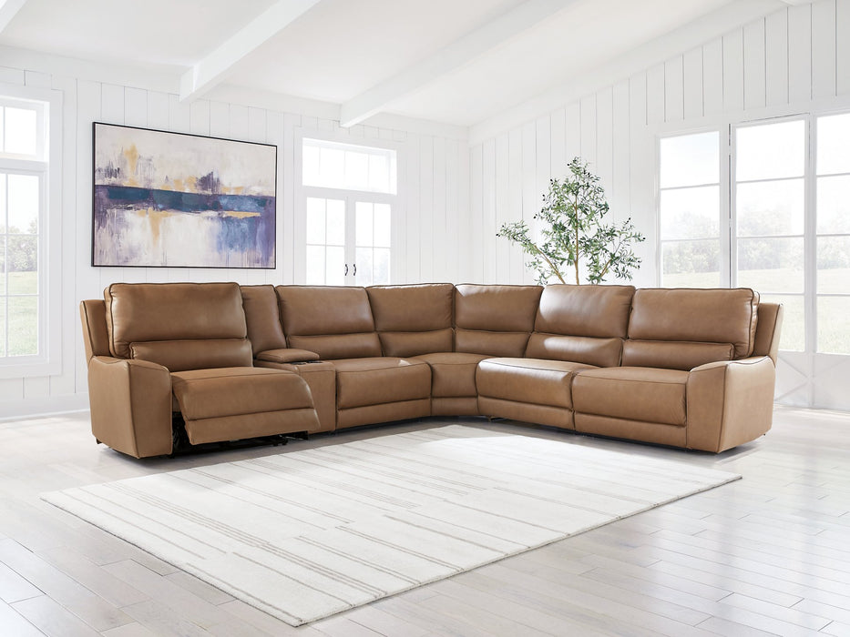 DeepWakes Reclining Sectional with Storage Console - BWO Furniture & Mattresses
