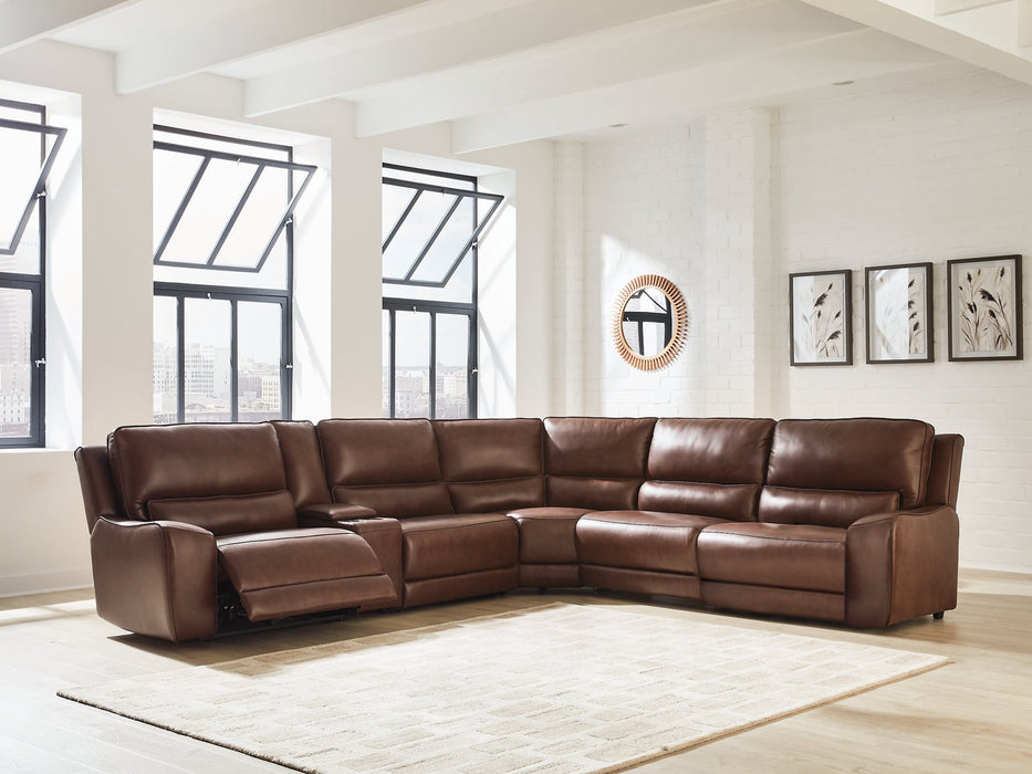 DeepWakes Reclining Sectional with Storage Console - BWO Furniture & Mattresses