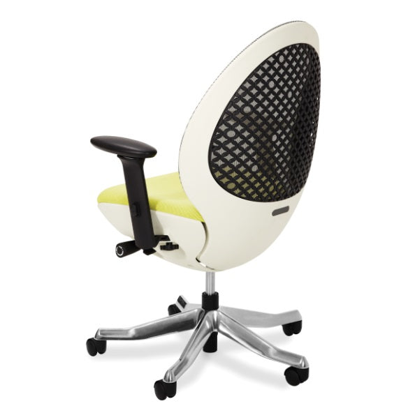 AICO Furniture AOS Linq Mid Back Chair-Snow finished body in Mustard fabric seat with Polished Aluminum base