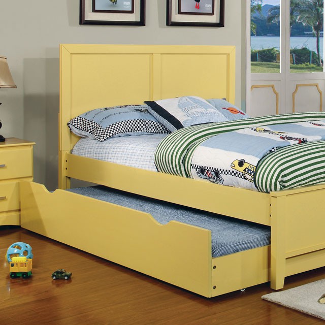 PRIAM Full & Twin Bed, White/Gray, Pink, Chrome, & Yellow