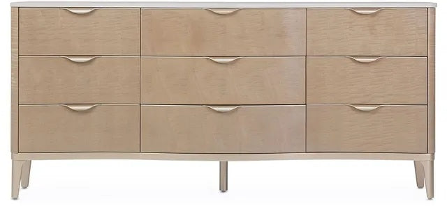 AICO Malibu Crest 9 Drawer Dresser in Blush