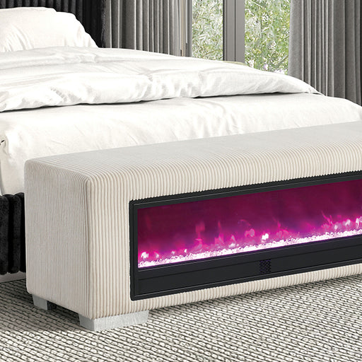 Elnath Bench w/ Visual Crystal Fireplace - BWO Furniture & Mattresses