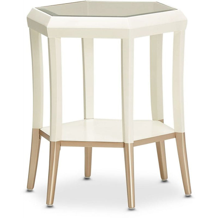 AICO La Rachelle Hexagon Accent Table in Medium Champagne