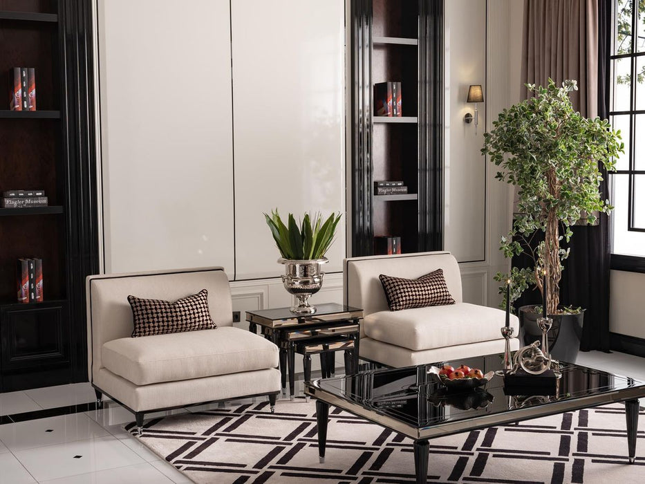 AICO La Francaise Armless Chair in Cafe/Black