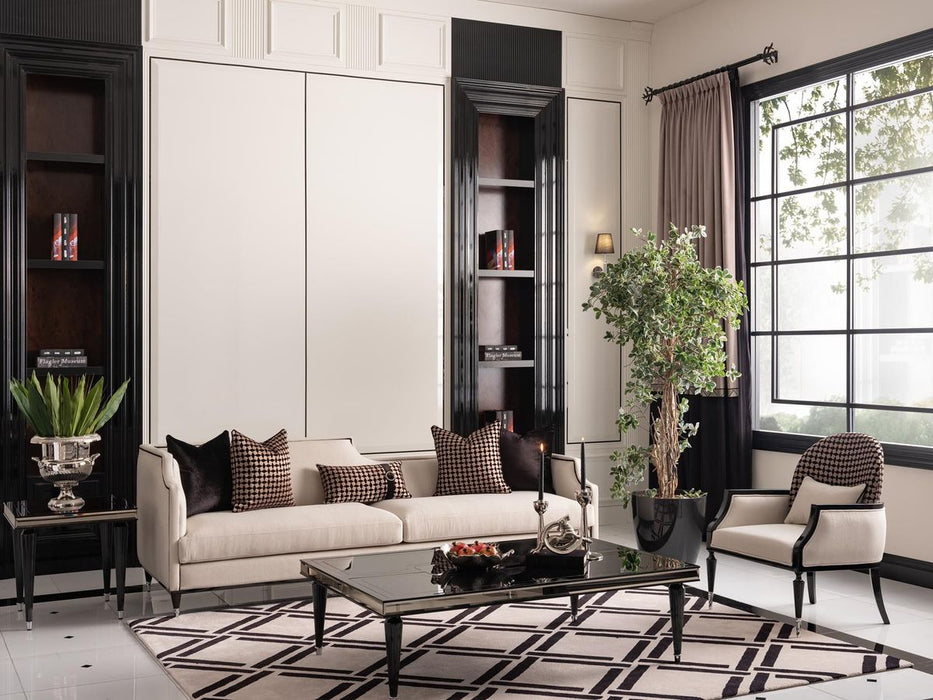 AICO La Francaise Mansion Sofa in Cafe/Black