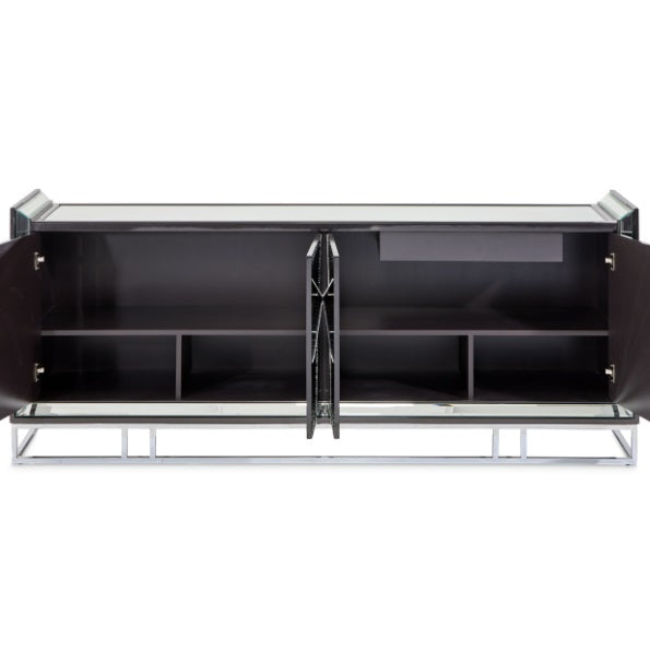 AICO Furniture Carmela Console Table in Glossy Charcoal Sand