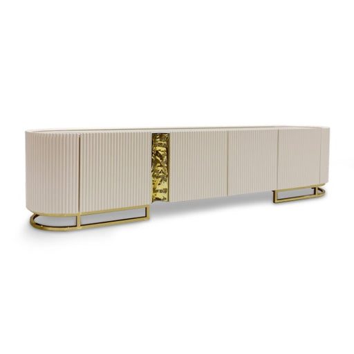 AICO Furniture Lisbon Media Cabinet in Silken Cream Bronze image