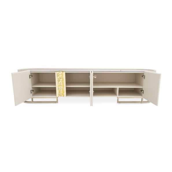 AICO Furniture Lisbon Media Cabinet in Silken Cream Bronze