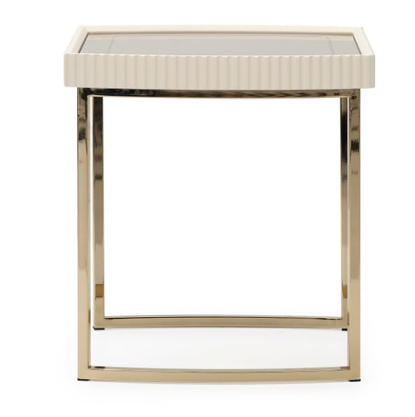 AICO Furniture Lisbon Side Table in Silken Matte Cream