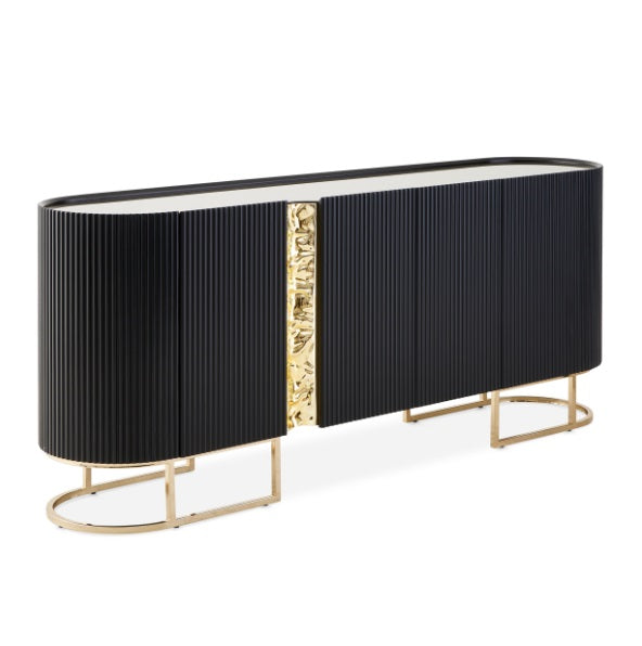 AICO Furniture Lisbon Console Table in Silken Matte Black