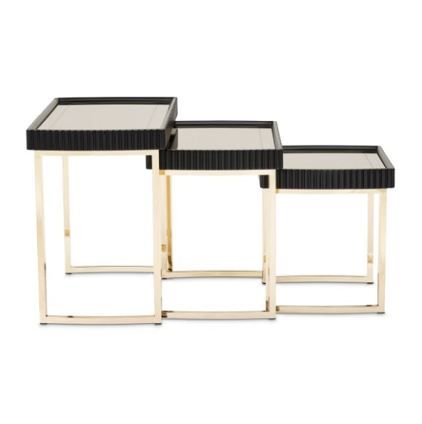 AICO Furniture Lisbon Nesting Table in Silken Matte Black