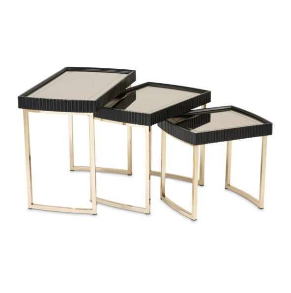AICO Furniture Lisbon Nesting Table in Silken Matte Black