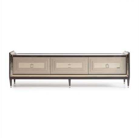 AICO Lousanne Media Cabinet in Glossy Mocha Sand image