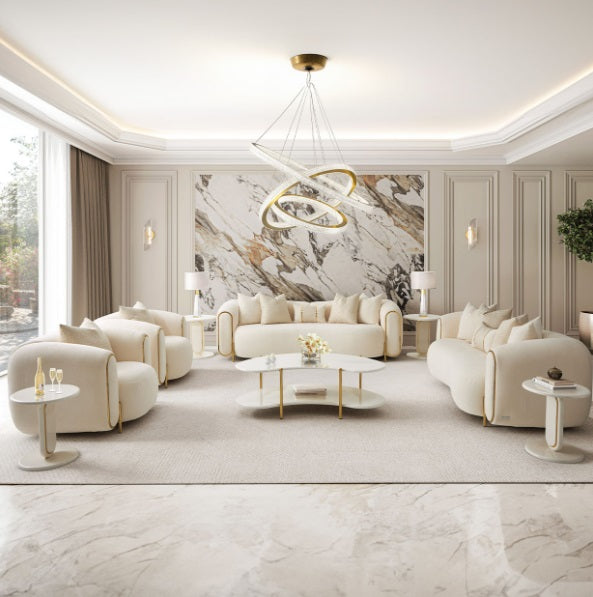 AICO Furniture Sassani Cocktail Table in Pearl White/Gold