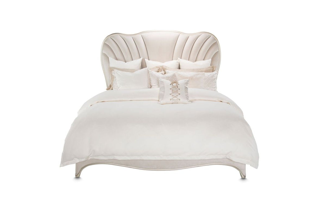 AICO London Place King Upholstered Panel Bed in Creamy Pearl image