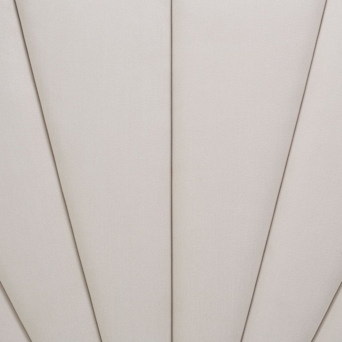 AICO Penthouse/Lanterna King Canopy Channel Tufted Upholstered Bed in Silver Mist