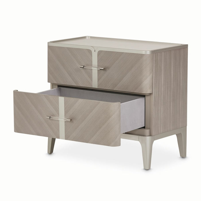 AICO Lanterna Nightstand in Silver Mist