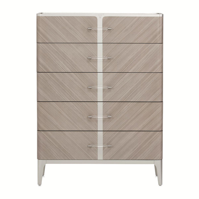 AICO Lanterna Highboy Chest in Silver Mist