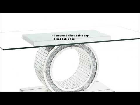 Acme Furniture Noralie Dining Table with Glass Top and Pedestal Base DN00720 EXTERNAL_VIDEO 1