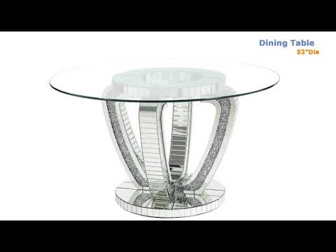 Acme Furniture Noralie Dining Table with Glass Top and Pedestal Base DN00717 EXTERNAL_VIDEO 1