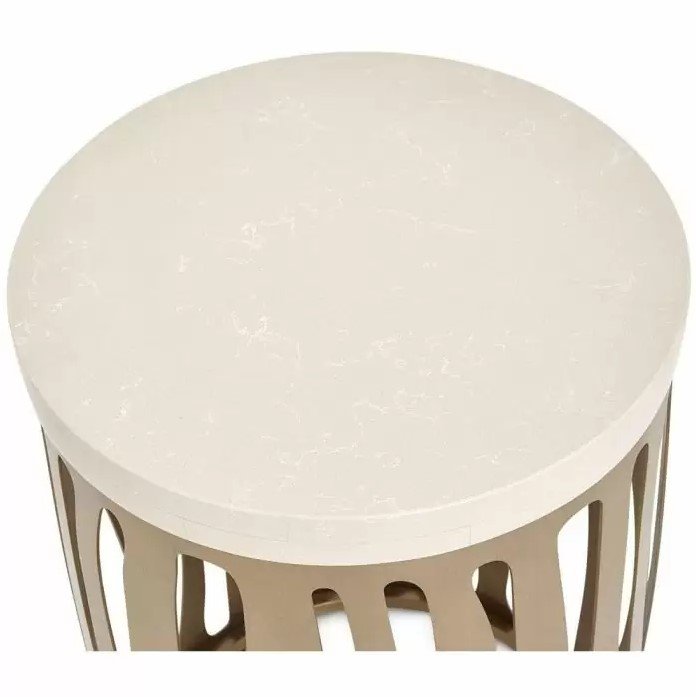 AICO La Rachelle Round Chair Side Table w/ Metal Base in Medium Champagne