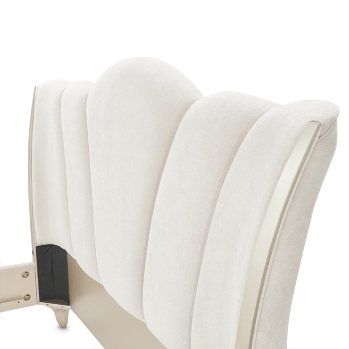 AICO Furniture La Marisia California King Upholstered Platform Bed in Creamy Pearl