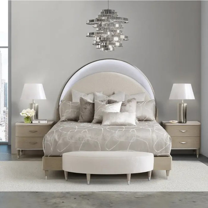 AICO Eclipse King Upholstered Bed in Moonlight