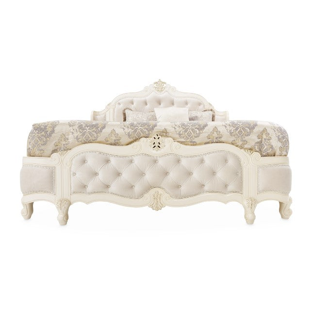 AICO Lavelle Cal King Wing Mansion Bed in Classic Pearl